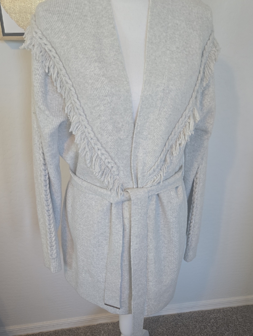 White House Black Market Light Gray Open-Front Cardigan Sweater
